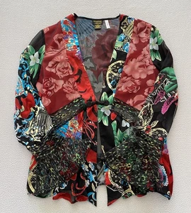 DREAMKEEPER COLLECTION JACKET SZ S/M WOMENS SILK BLEND RED FLORAL SEE DETAILS - Picture 1 of 14