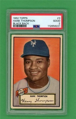 1952 Topps #3 Hank Thompson ** CENTERED ** PSA Good 2 ** NY Giants baseball card - Image 1 of 2