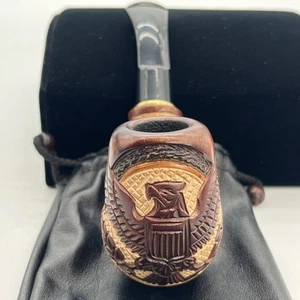 Dr. Watson German Eagle Carved Pear Wood Pipe With Pipe Extension & Pouch - Picture 1 of 6