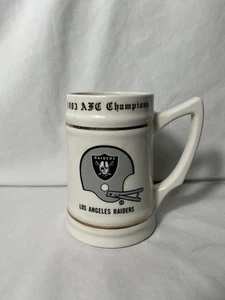 Vtg Los Angeles Raiders ceramic beer Stein80s AFC Champs - Picture 1 of 4