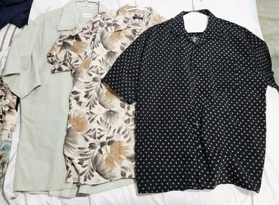 Lot Of 3 Alfani John Henry Men Button Up Shirt XL Silk Cotton Poly Short Sleeve - Image 1 of 4