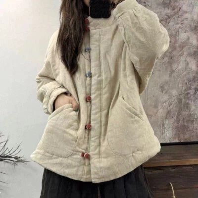 Abrigos acolchados acolchados de algodón estilo chino para mujer abrigos gruesos cálidos ropa exterior Foto 1 de 4