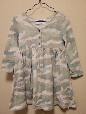 Vestido Columpio Estampado Camuflado Manga Larga Verde Claro Niñas Pequeñas Antiguo Azul Marino Talla 3T Foto 1 de 4