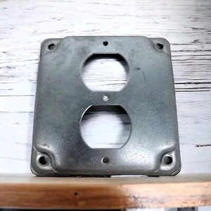 RACO Duplex Receptacle Steel Cover 4 x 4 Square Exposed Work Cover New - Picture 1 of 6