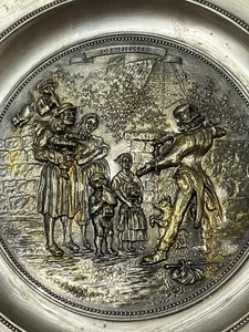 Zinn Wandteller Germany Geiger Straßenmusiker Familie Der Fiedler SKS ZINN95 - Bild 1 von 10