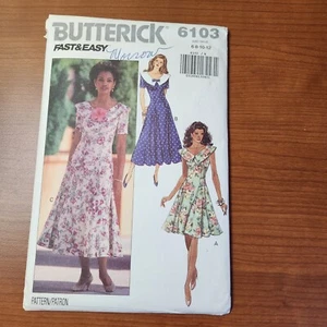 Butterick 6103 Womens Sizes 6 8 10 12 Fit 'N Flare Dress 90s UNCUT FF Bust 30-34 - Picture 1 of 4