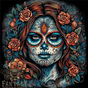 Jour De The Dead Sucre Crâne Fille Santa Muerte Hommes Clair T-Shirt - Photo 1/4