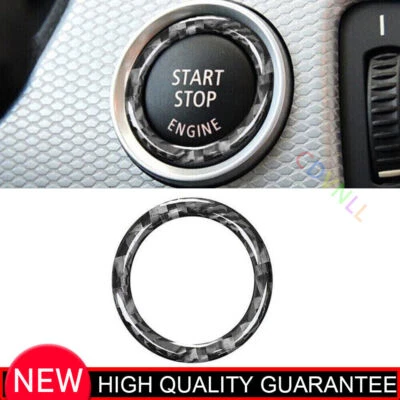 Cubierta del marco del interruptor de arranque con un solo clic de fibra de carbono real para BMW M3 E90 2008-2013 Foto 1 de 4