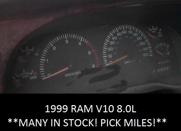 Dodge Ram V10 1999 8,0 L ¡raro! Velocímetro Speedo Cluster OEM *¡ELIGE KILOMETRAJE!  Foto 1 de 1