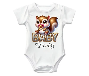 Lindo Body Personalizado Bebé Crecimiento Estampado Conejito Ardilla - Imagen 1 de 1