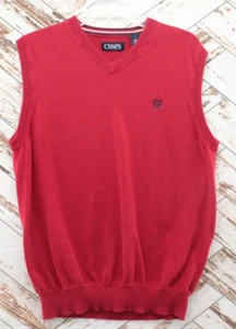 Chaps Ralph Lauren Sweater Vest Men's Medium Red V Neck Pullover Retro Preppy - Picture 1 of 7