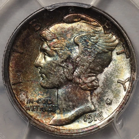 1916 Mercury Dime PCGS AU-58 and CAC Endorsed! (Looks like FSB!) Cover