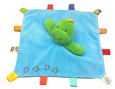 Taggies PLUSH Dinosaur  Footprints Baby Blanket Security Lovey Tag Toy SATIN - Image 1 of 4