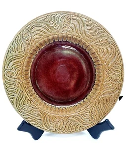 NC Art Pottery 10 1/2" Plate Fall Colors Leaf Design  - Picture 1 of 6
