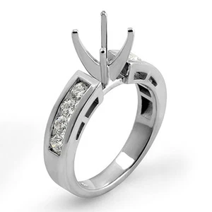 Anillo de compromiso redondo de diamantes de 0,50 quilates semi montura G VS1 detalles de oro blanco de 14 quilates - Imagen 1 de 2