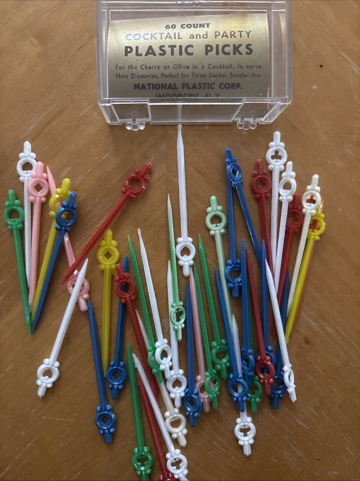 Lote de 43 selecciones de plástico para bebidas de cóctel de 3" rosa ~ azul ~ amarillo ~ verde ~ blanco ~ rojo Foto 1 de 1