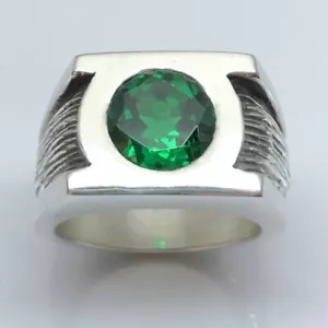 ANELLO LANTERNA VERDE ARGENTO STERLING MJG.10 mm CZ. 28 GR. JUSTICE LEAGUE. Taglia 10 1/4 - Foto 1 di 7