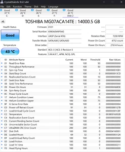 HDD Toshiba MG07ACA14TE 14 TB 3,5" 8,89 cm 6G SATA P/N: HDEPW10GEA51 Enterprise - Afbeelding 1 van 3