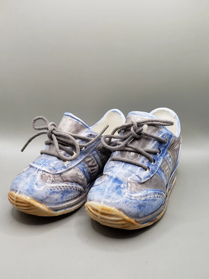 Zapatos de bebé estatuillas azul tenis zapato maceta bebé niño regalo decoración Foto 1 de 4