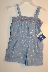 Patriotic Romper Toddler Girl's Blue with White Stars Americana NEW - Picture 1 of 3