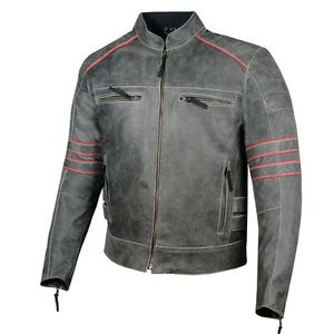 Chaqueta de motocicleta clásica de cuero para hombre Brotherhood, angustia vintage - Imagen 1 de 15
