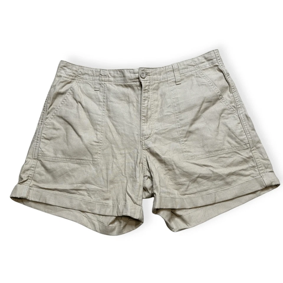 CALVIN KLEIN JEANS Women’s Tan Khaki Folded Hem Cargo Shorts Size 12 - Image 1 of 4