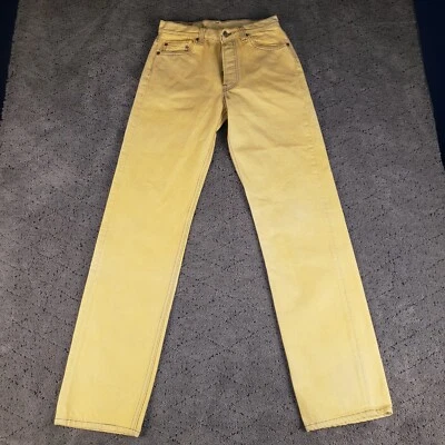 Винтажный 90-х Levis 501 джинсы мужские 29 x 34 желтый джинсовой ткани кнопка мухи 501 0648 сделано в США - Изображение 1 из 4