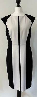 CALVIN KLEIN Kleid Gr.S,schwarz/weiß,ärmellos,U-Ausschnitt,gebraucht - Bild 1 von 4