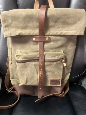 Mochila biógrafo de couro encerado Bradley Mountain nova com etiquetas RARA - Imagem 1 de 4