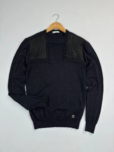 Versace Lightweight Sweater – Size M – Grey, Leather Accents & Metal Logo Men - Picture 1 of 12