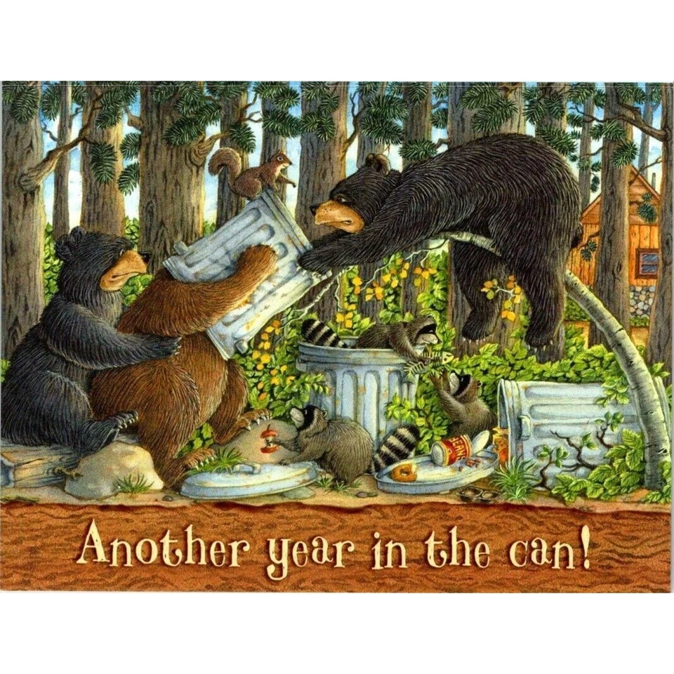 New Leanin' Tree Greeting Card Birthday Bear Jeffrey Severn "Garbage Gourmet" - Image 1 of 3