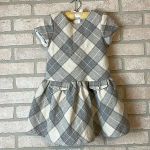 Mayoral Gray and White plaid drop waist pleated wool blend dress size 6 - Picture 1 of 7