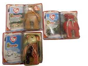 Beanie Babies Bear Set Of 3 Ty Osito, Spangle, Germania 1990-1999 Sealed - Picture 1 of 2