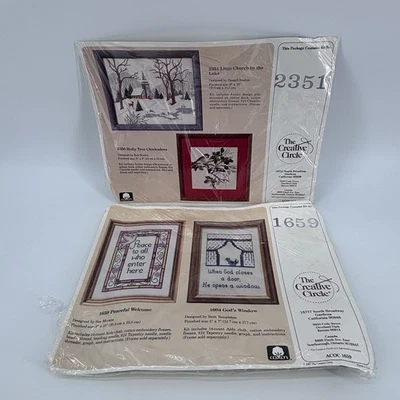 Lot Of 2 Creative Circle Embroidery Kit Little Church Lake 2351 Peaceful 1659 - Image 1 of 4