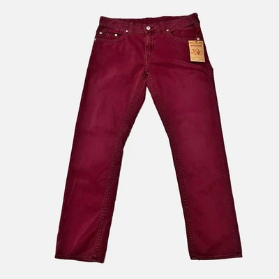True Religion Slim Burgandy Denim Jeans Size 36 X 33 NWT  - Image 1 of 4