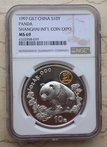 NGC MS69 1997 China Silver 1oz Panda Coin - Shanghai Int'l Stamp & Coin Expo - Picture 1 of 2