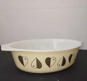 Vintage 1958 Pyrex Golden Hearts 2-1/2 Qt Oval Casserole Dish No Lid - Bild 1 von 12