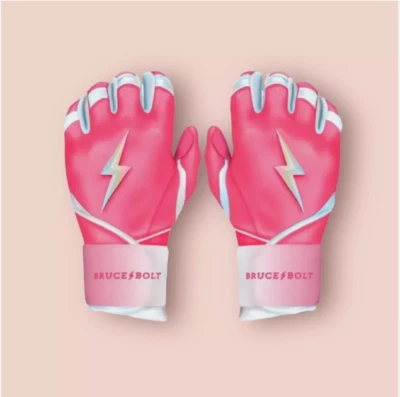 NEW Bruce Bolt Premium Pro MEGREM Series LONG CUFF Batting Gloves YOUTH SMALL