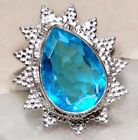5Ct Natural Flawless Blue Topaz 925 Sterling Silver Ring Jewelry Sz 7.5 K17-8