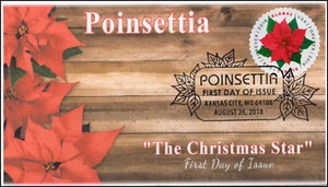 18-213, 2018, Poinsettia, Global Forever, Pictorial Postmark, First Day Cover - Picture 1 of 1