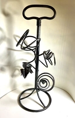 Estante de metal rústico/hierro forjado hoja de uva espiral vid vino ~ Tiene capacidad para 4 usado en excelente estado Foto 1 de 4