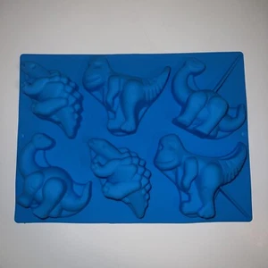6-cavity Rectangular Silicone Mold Dinosaur Designs Blue - Picture 1 of 5