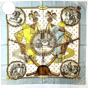Hermès Scarf Carré 90 Napoleon Print 100% Silk Blue Vintage France - Imagen 1 de 14