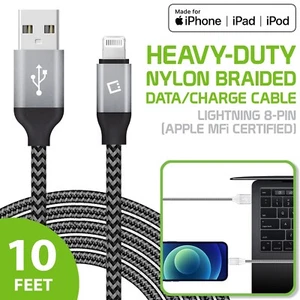 Cable de carga de sincronización de datos Lightning Cellet trenzado de 10 pies Apple (certificado MFi) - Imagen 1 de 9