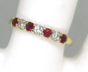 14K Yellow Gold Ring w Ruby and Diamond 1.25 grams size 6 4 - Picture 1 of 6