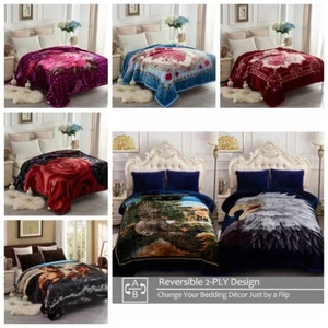 Plush Raschel Bed Blanket Floral Animal Printed 2 Ply Warm Soft Mink Blankets - Picture 1 of 82