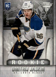 2013-14 Panini Titanium Retail Blues Hockey Card #194 Dmitrij Jaskin Rookie /299