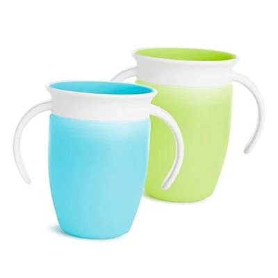  Miracle 360 Trainer Sippy Cup con asas, a prueba de derrames, paquete de 7 2 azules, verdes Foto 1 de 4