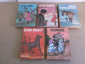 5 BANCROFT CLASSICS HC PICTURE BOOKS NOVELS LITTLE MEN WOMAN IVANHOE DICKENS - Picture 1 of 19