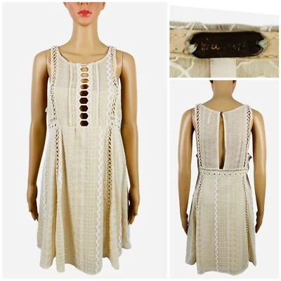 Free People Womens 10 Wherever You Go Sleeveless Mini Dress OB534347 Tan EUC - Image 1 of 4